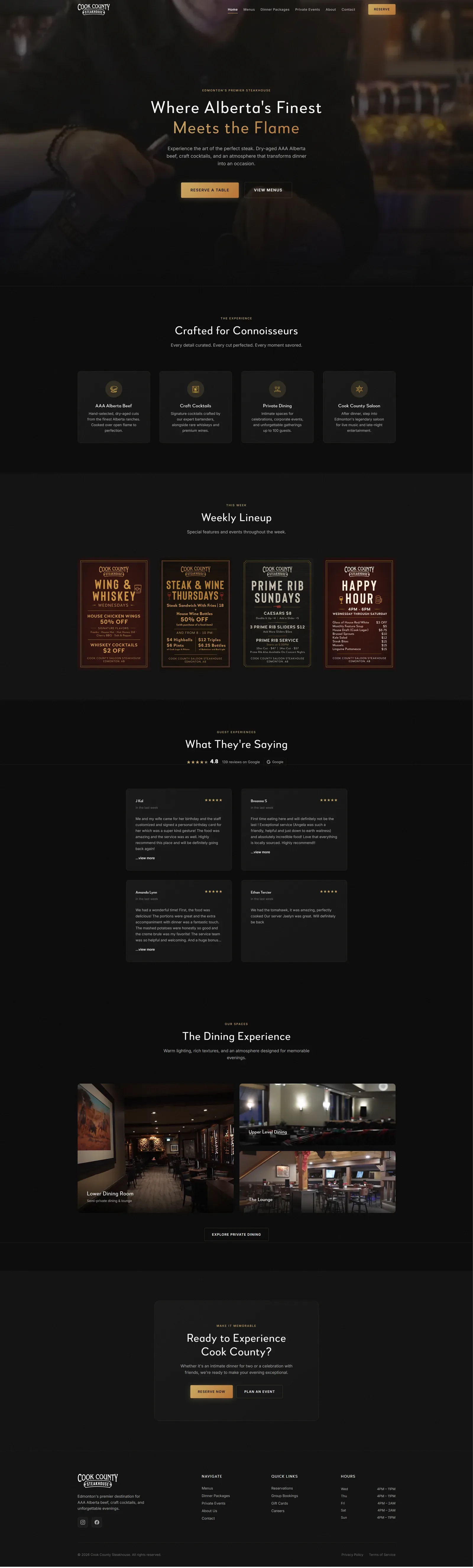 Cook County Steakhouse website