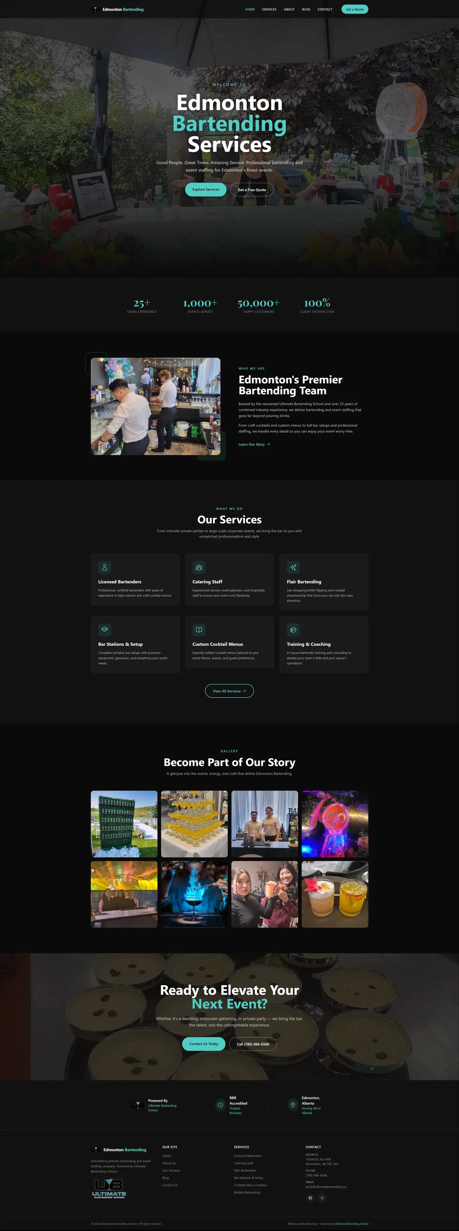 Edmonton Bartending website